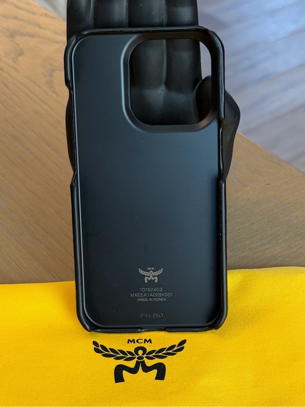 MCM Logo Leather iPhone 15 pro Case with Gold Hardware - Picture 5 of 5